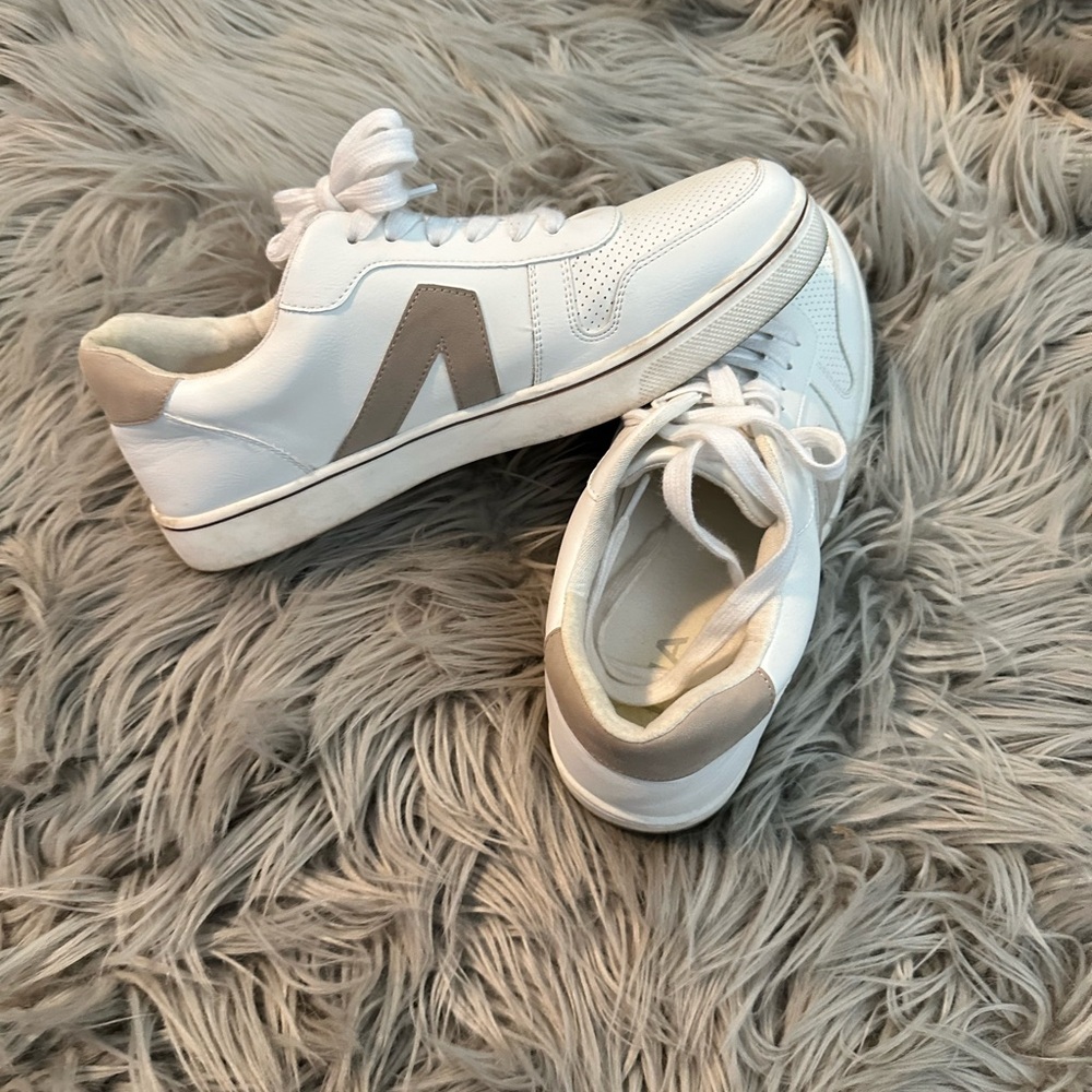 MIA White and Taupe Low-Top Sneakers